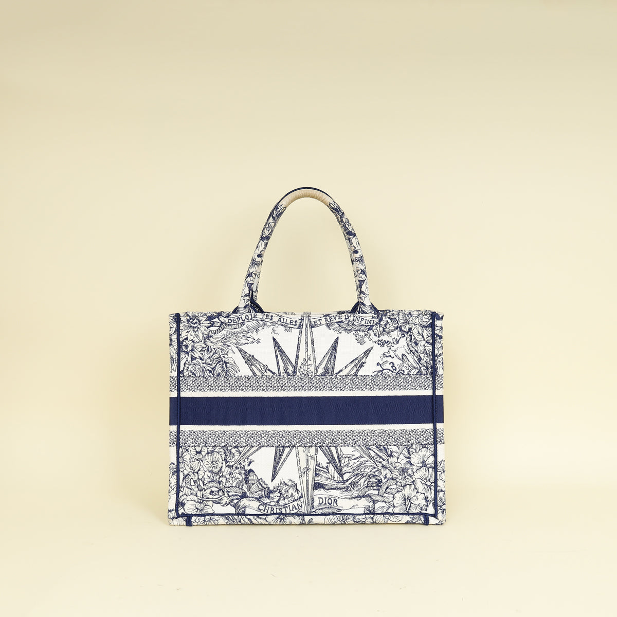 Christian Dior Bicolor Reve D'Infini Embroidery Book Tote Medium Bag Rovelle Bags