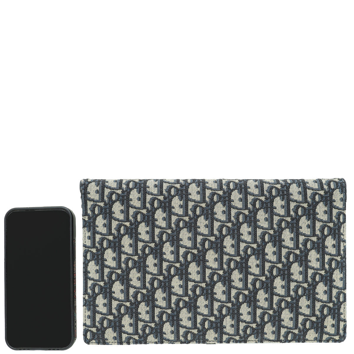 Christian Dior Navy Blue Oblique Saddle Pouch Clutch Rovelle Bags