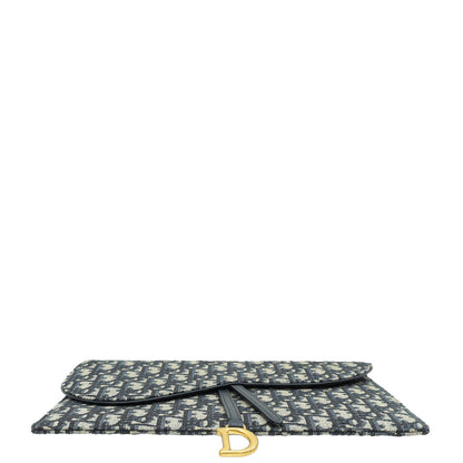 Christian Dior Navy Blue Oblique Saddle Pouch Clutch Rovelle Bags