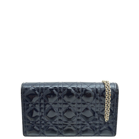 Christian Dior Indigo Blue Lady Dior Pouch With Chain Rovelle Bags