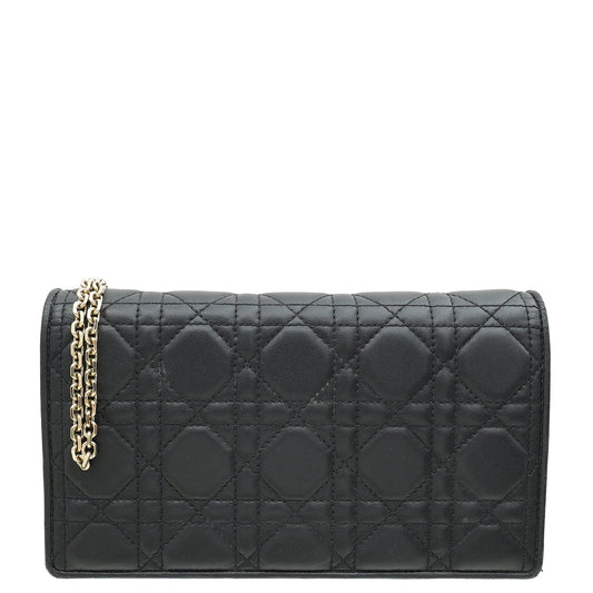 Christian Dior Black Lady Dior Pouch With Chain Rovelle Bags