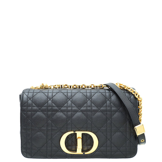 Christian Dior Black Caro Quilted Macrocannage Medium Bag Rovelle Bags