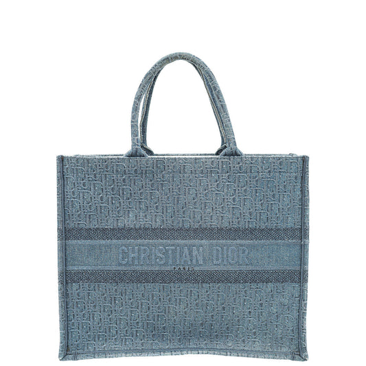 Christian Dior Dark Blue Oblique Denim Jacquard Book Tote Large Bag Rovelle Bags