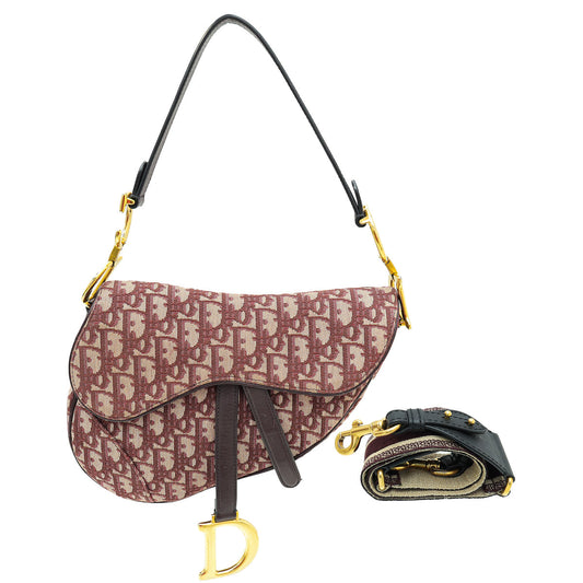 Christian Dior Burgundy Oblique Saddle Medium Bag Rovelle Bags