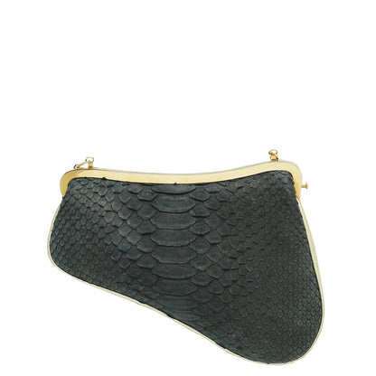 Christian Dior Black Python Saddle Mini Pouch Rovelle Bags