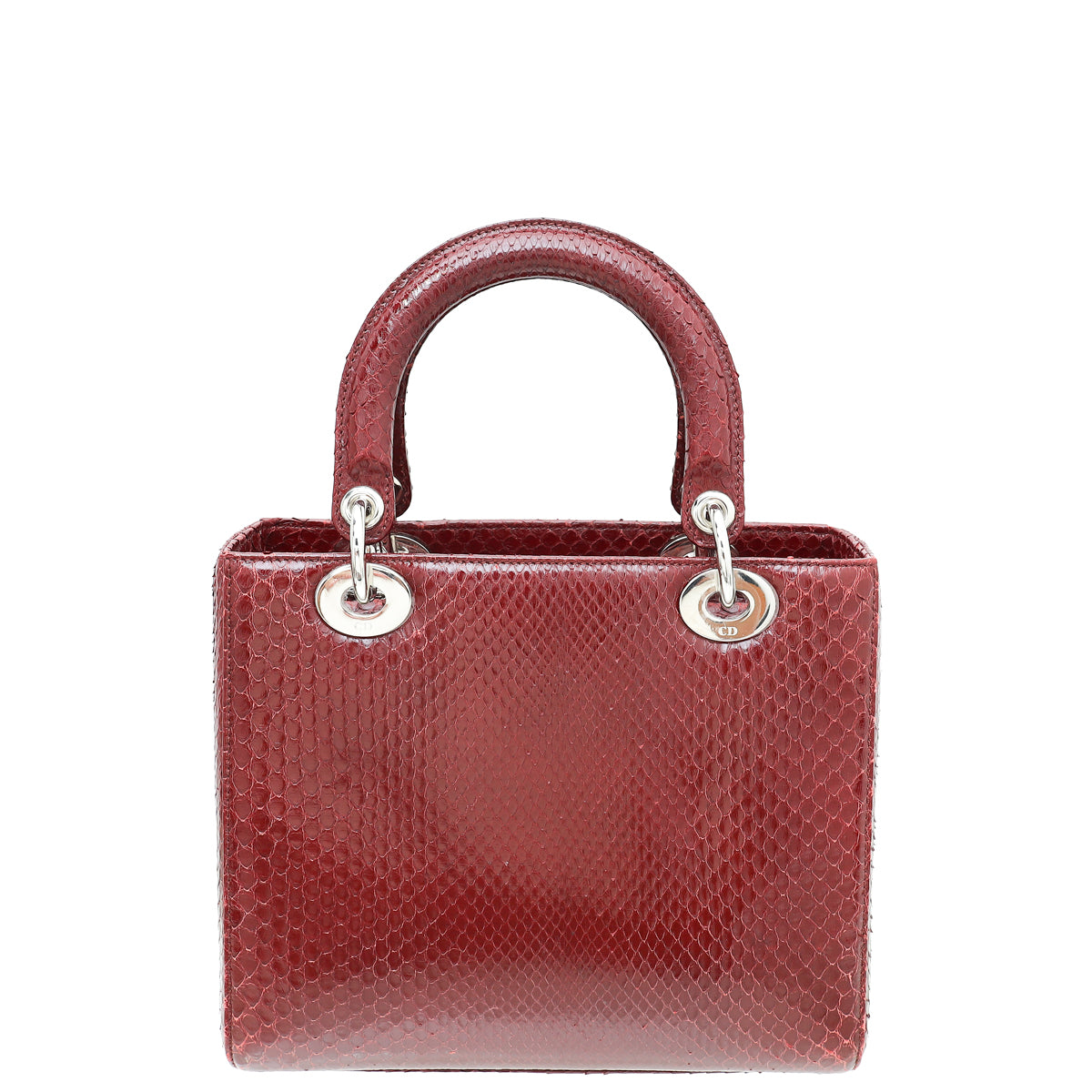 Christian Dior Shiny Burgundy Python Lady Dior Medium Bag Rovelle Bags