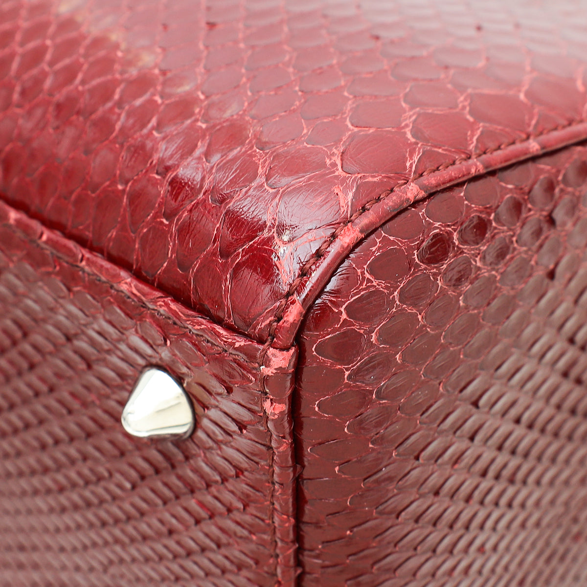 Christian Dior Shiny Burgundy Python Lady Dior Medium Bag Rovelle Bags