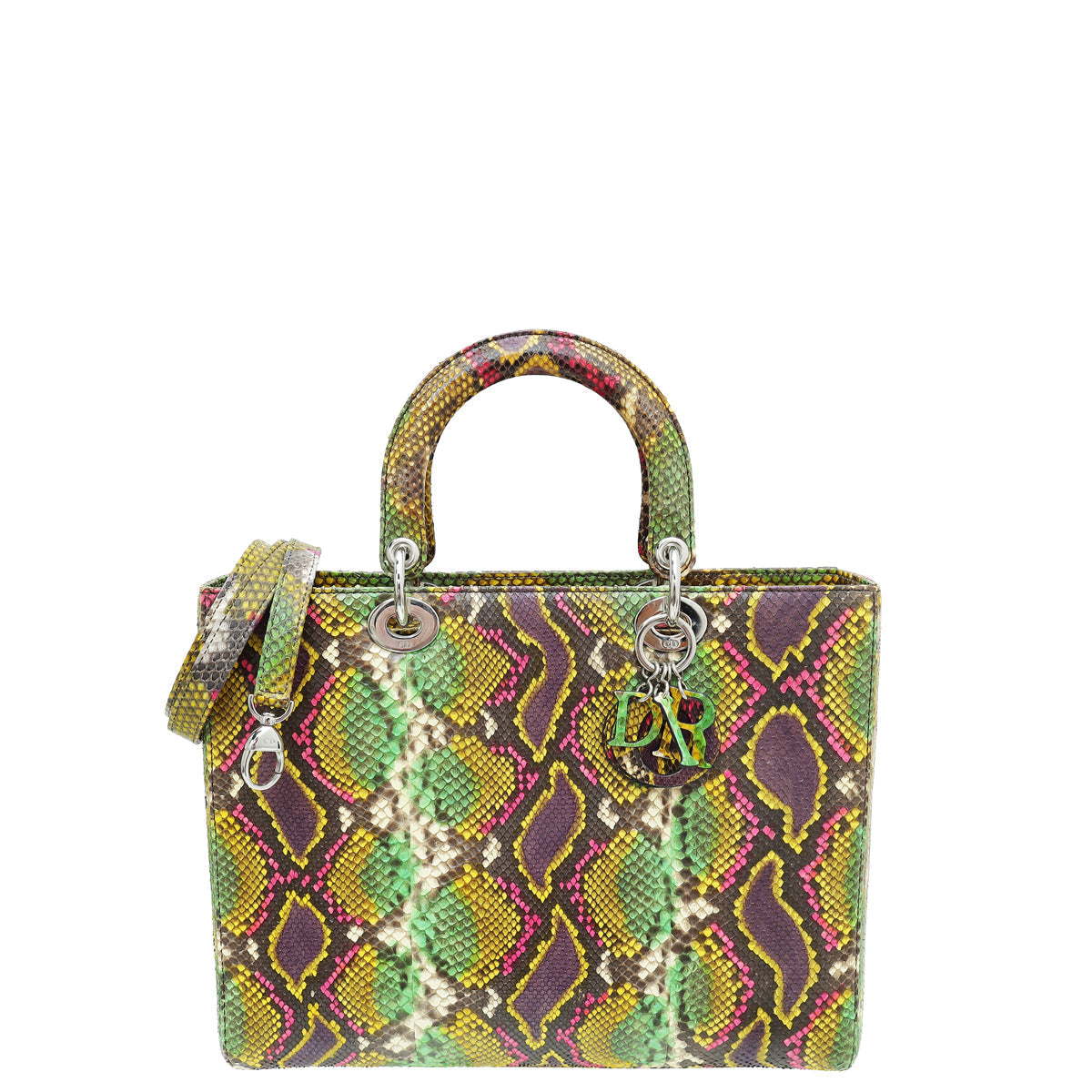 Christian Dior Multicolor Python Lady Dior Ltd Ed Defile Ete 2014 Large Bag Rovelle Bags