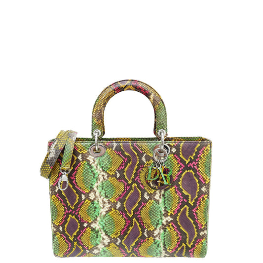 Christian Dior Multicolor Python Lady Dior Ltd Ed Defile Ete 2014 Large Bag Rovelle Bags