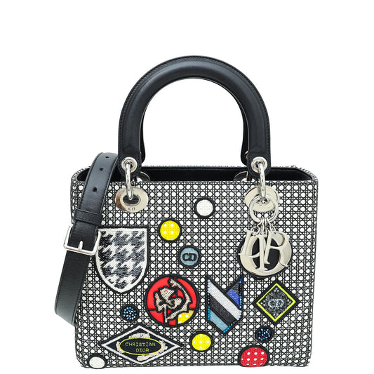 Christian Dior Bicolor Micro Cannage Mesh Patches Lady Dior Medium Bag Rovelle Bags