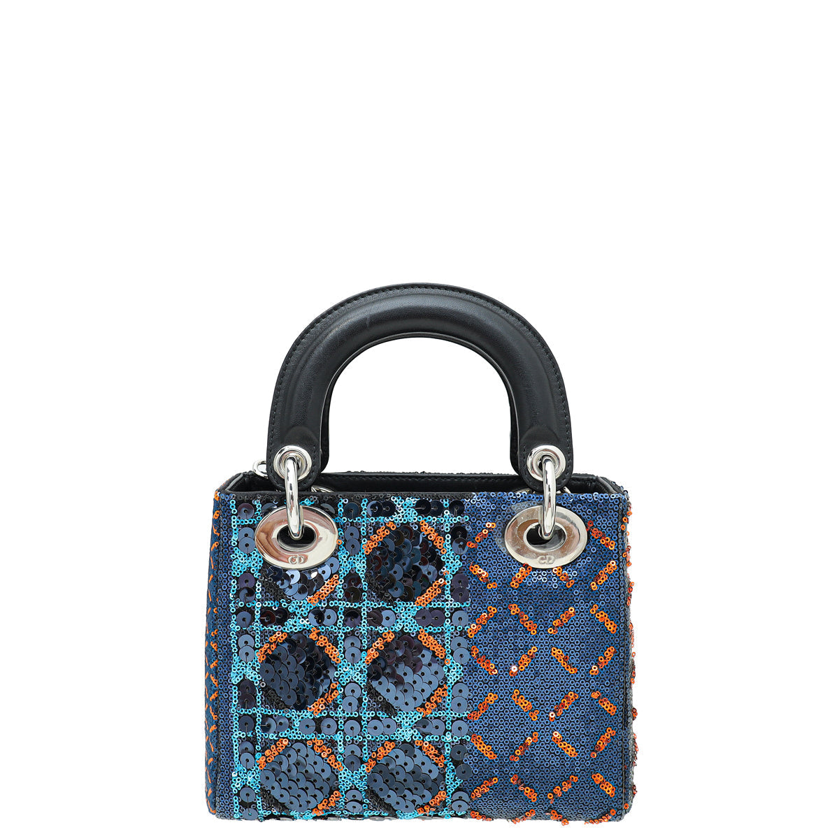 Christian Dior Black Cannage Sequins Embroidered Chain Mini Lady Dior Bag Rovelle Bags