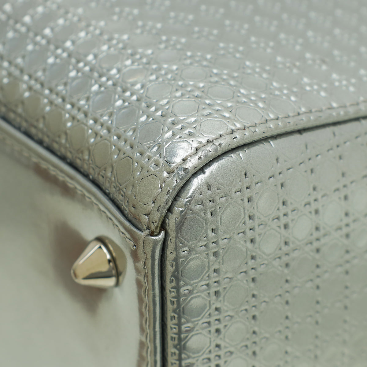 Christian Dior Silver Lady Dior Micro Cannage Medium Bag Rovelle Bags