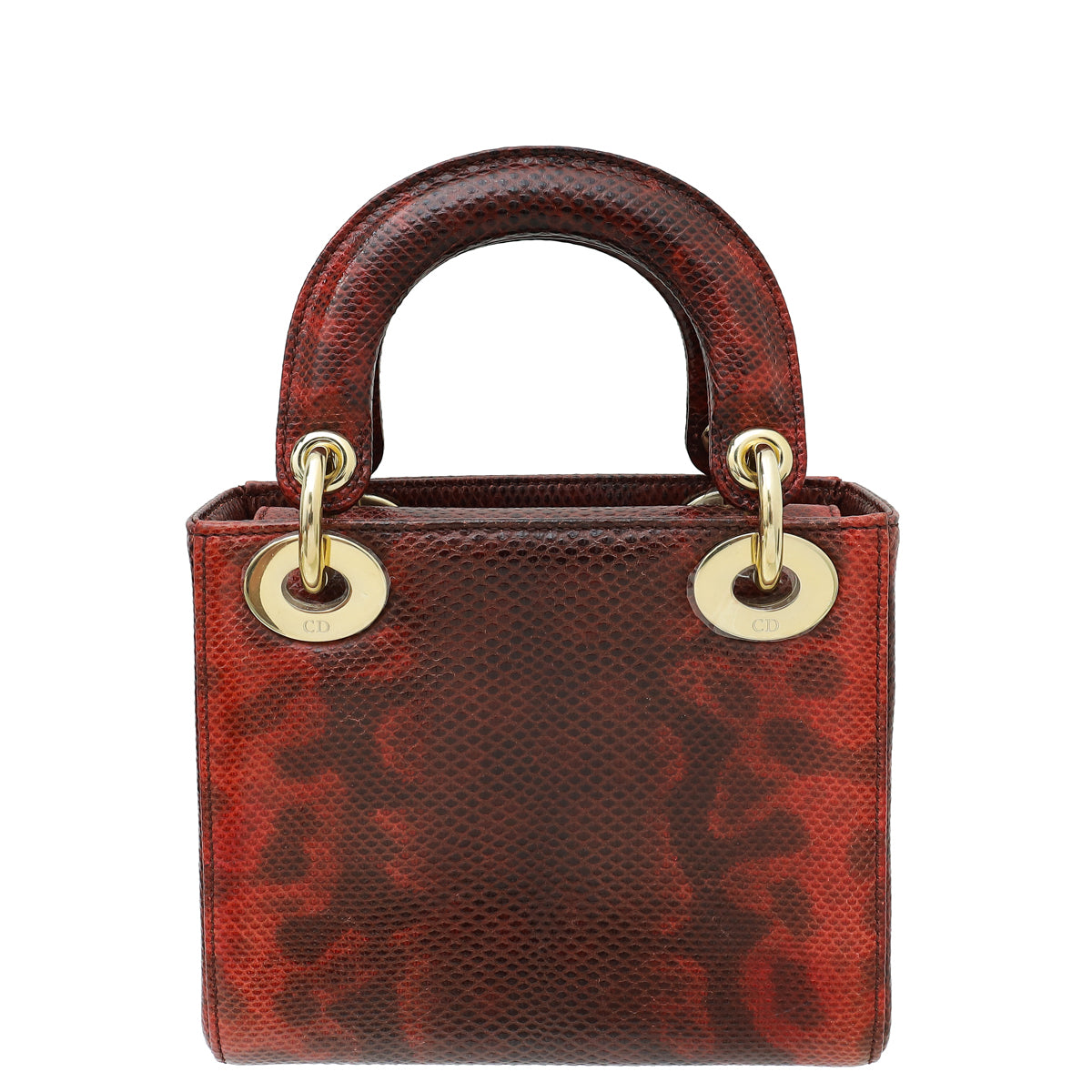 Christian Dior Red Burgundy Lizard Chain Mini Lady Dior Bag Rovelle Bags