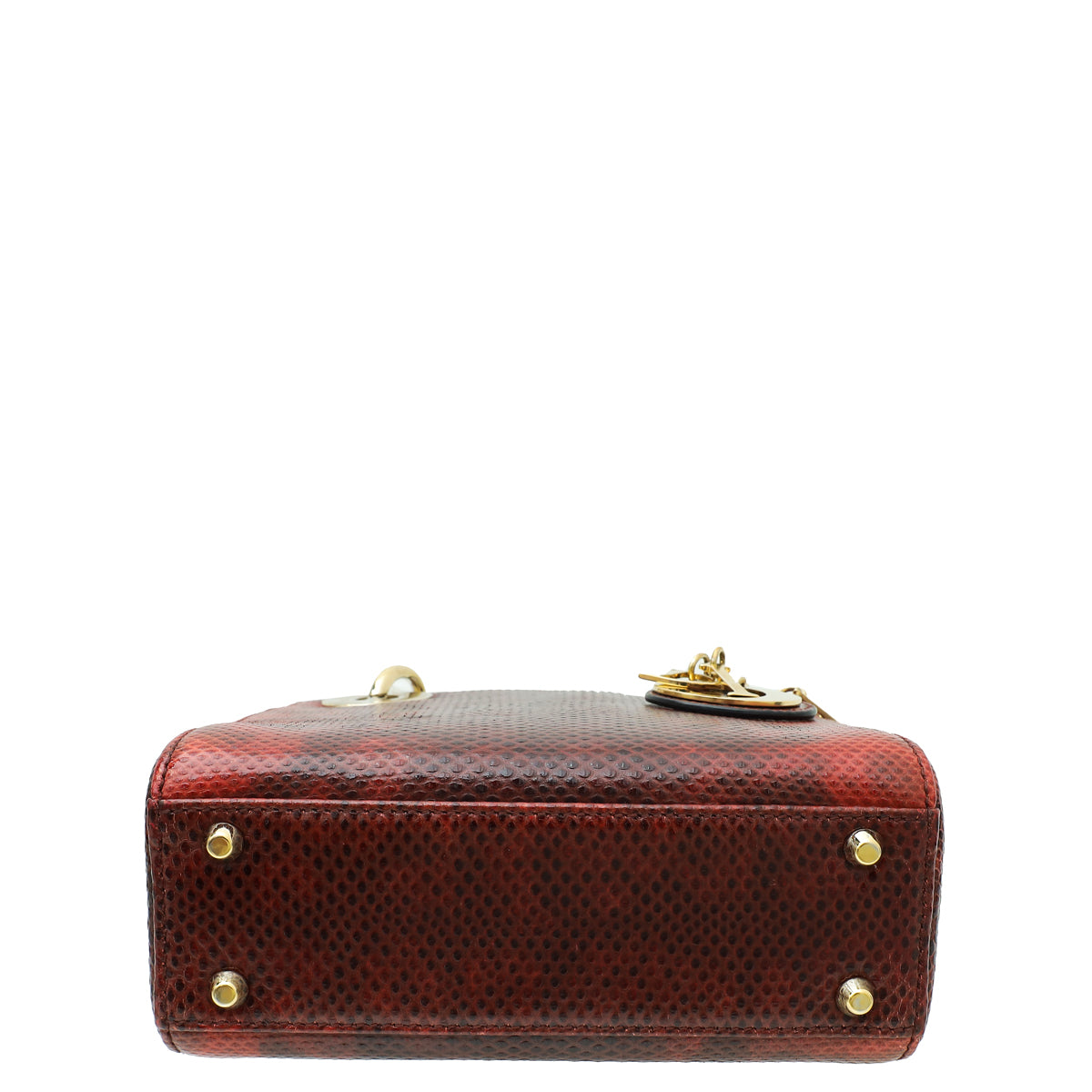 Christian Dior Red Burgundy Lizard Chain Mini Lady Dior Bag Rovelle Bags