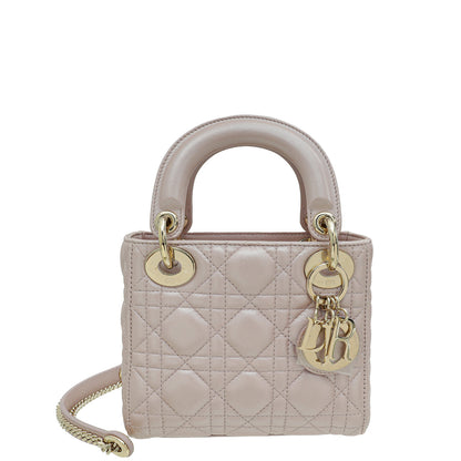 Christian Dior Metallic Pearly Pink Cannage Mini Chain Lady Dior Bag Rovelle Bags