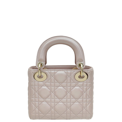 Christian Dior Metallic Pearly Pink Cannage Mini Chain Lady Dior Bag Rovelle Bags