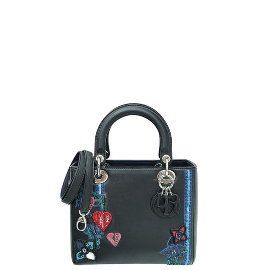 Christian Dior Multicolor Heart Sequins Embroidered Lady Dior Medium Bag Rovelle Bags