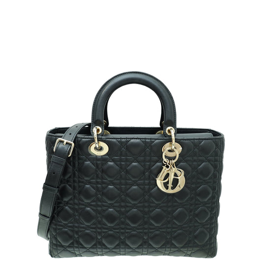 Christian Dior Black Flap Lady Dior Large Bag Rovelle Bags