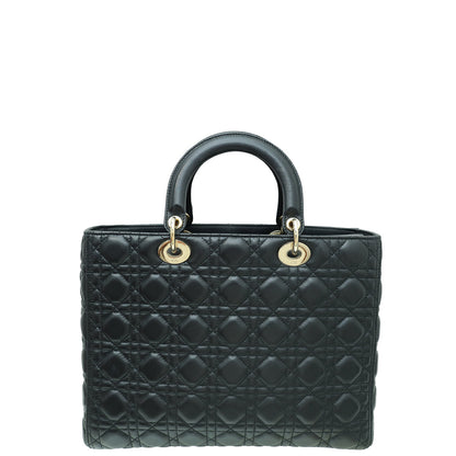 Christian Dior Black Flap Lady Dior Large Bag Rovelle Bags