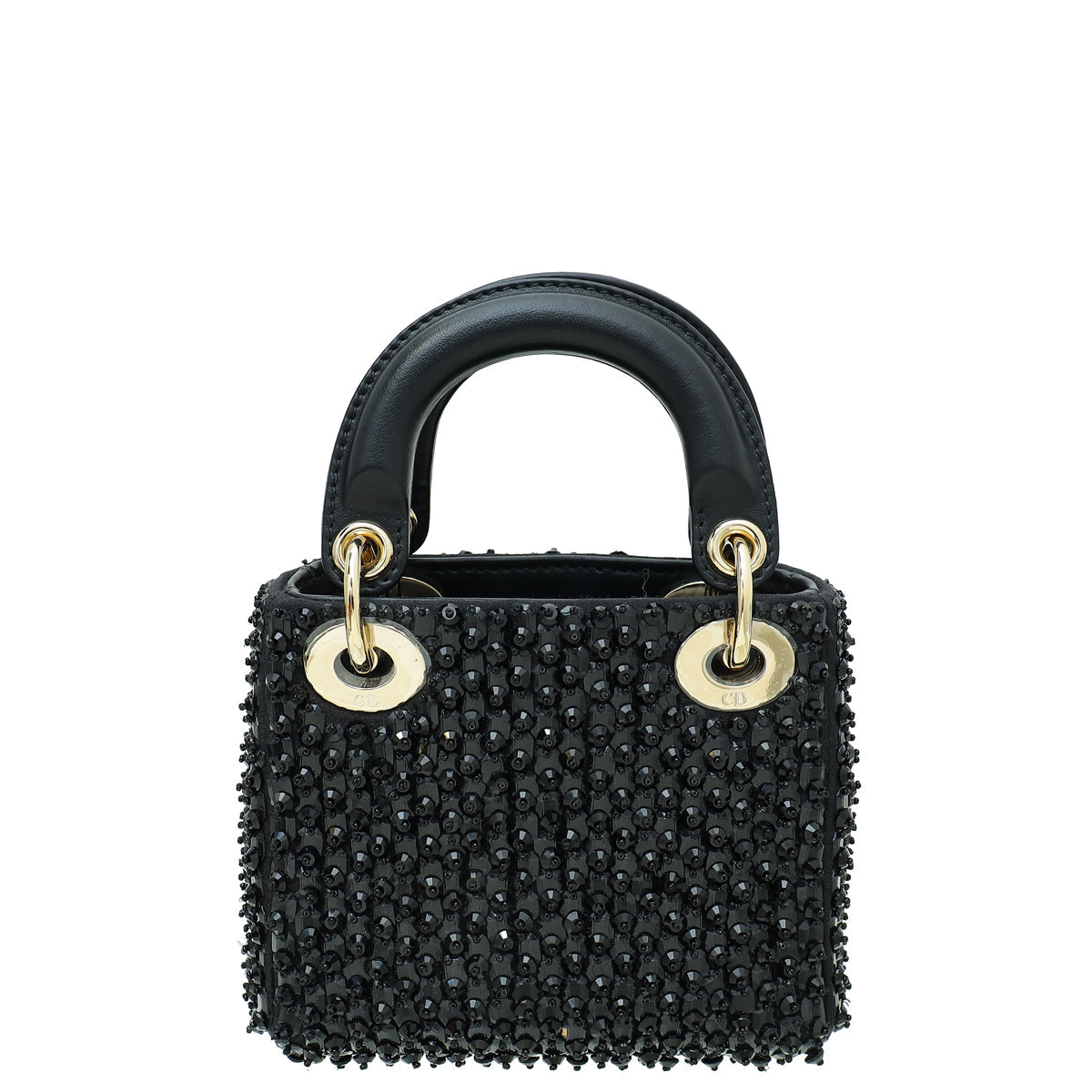 Christian Dior Black Lady Dior Micro Mirrors Beads And Strass Bag Rovelle Bags