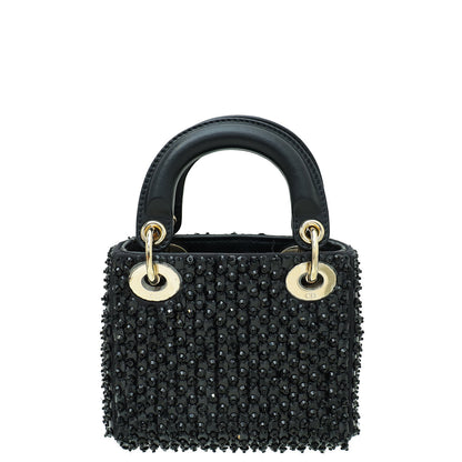 Christian Dior Black Lady Dior Micro Mirrors Beads And Strass Bag Rovelle Bags
