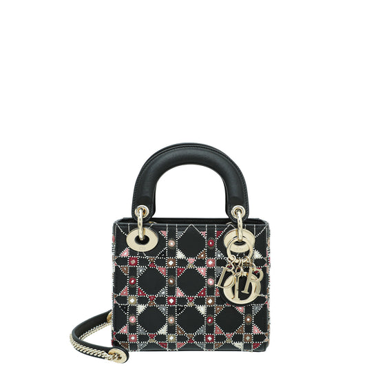 Christian Dior Black Lady Dior Mini Beads Studs Chain Bag Rovelle Bags