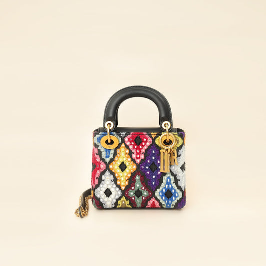 Christian Dior Multicolor Lady Dior Mini Embroidered Bag Rovelle Bags