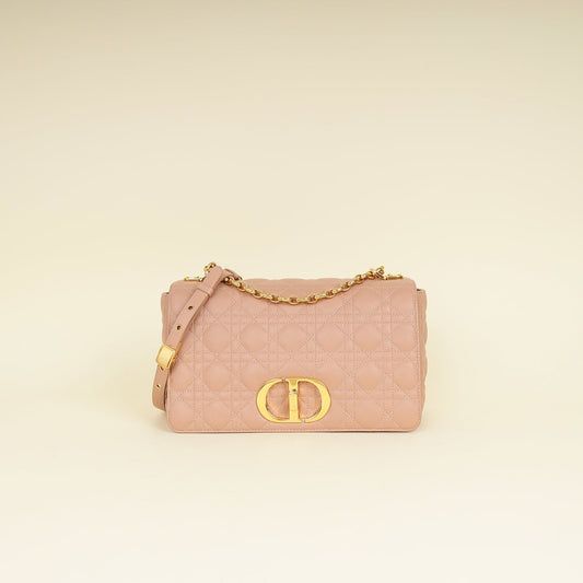 Christian Dior Rose De Vents Caro Cannage Medium Flap Bag Rovelle Bags