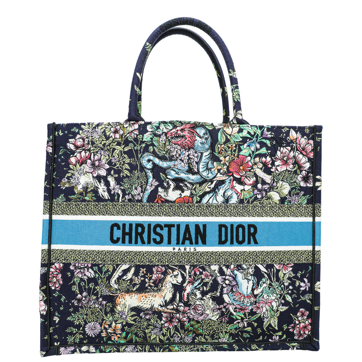 Christian Dior Navy Multicolor Embroidered D-Constellation Book Tote Large Bag Rovelle Bags