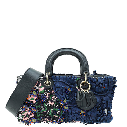 Christian Dior Black Multicolor Lady Dior East West Embroidered Runway Bag Rovelle Bags