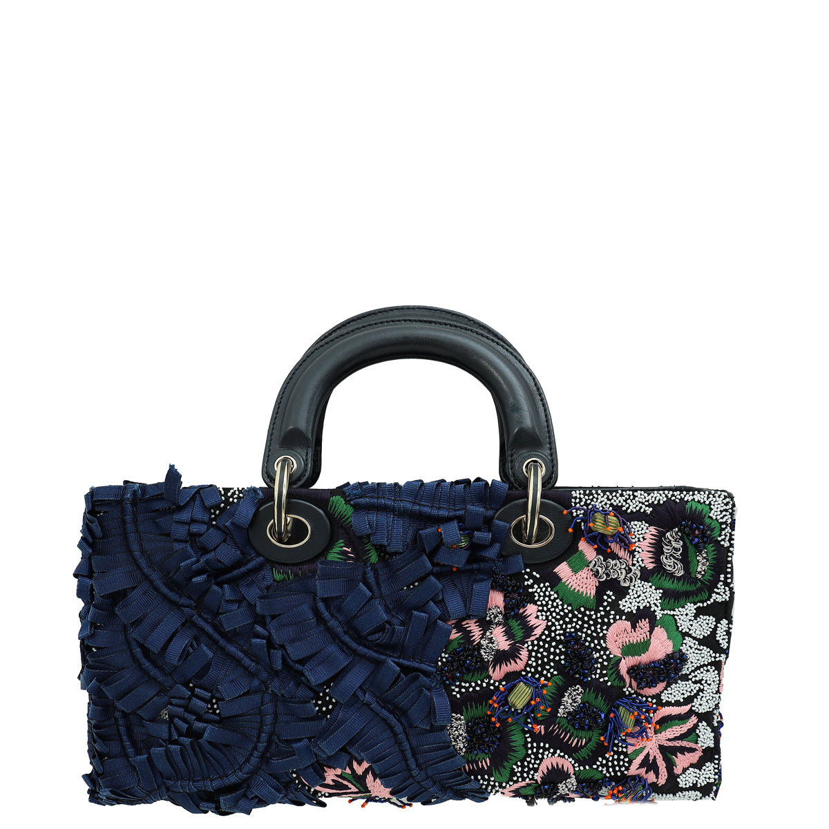 Christian Dior Black Multicolor Lady Dior East West Embroidered Runway Bag Rovelle Bags