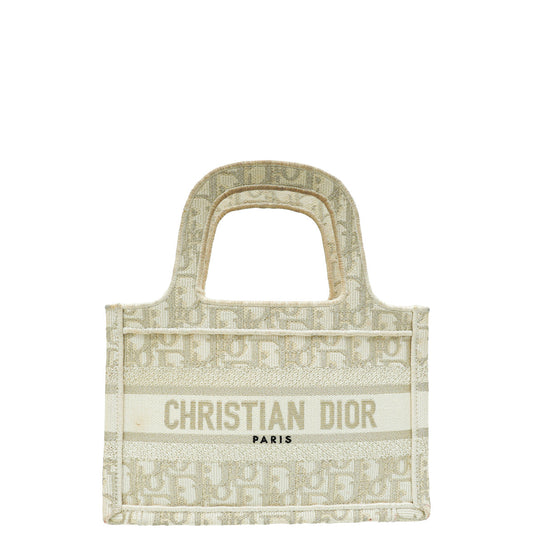 Christian Dior Bicolor Metallic Oblique Book Tote Mini Bag Rovelle Bags