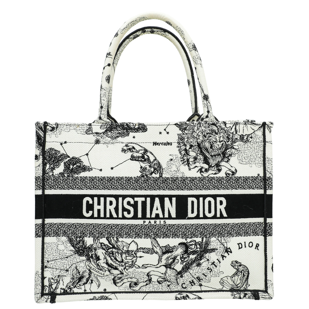 Christian Dior Latte Multicolor Zodiac Embroidered Medium Book Tote Bag Rovelle Bags