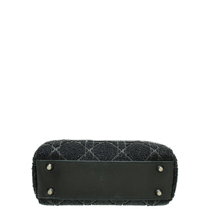 Christian Dior Black Lady Dior Mini Embellished Beads Crystal Bag Rovelle Bags