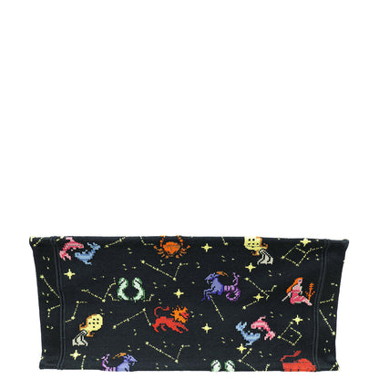 Christian Dior Black Multicolor Pixel Zodiac Embroidery Medium Book Tote Bag Rovelle Bags