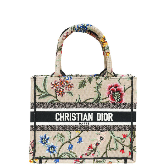 Christian Dior Beige Multicolor Embroidered Petites Fleur Small Book Tote Bag Rovelle Bags