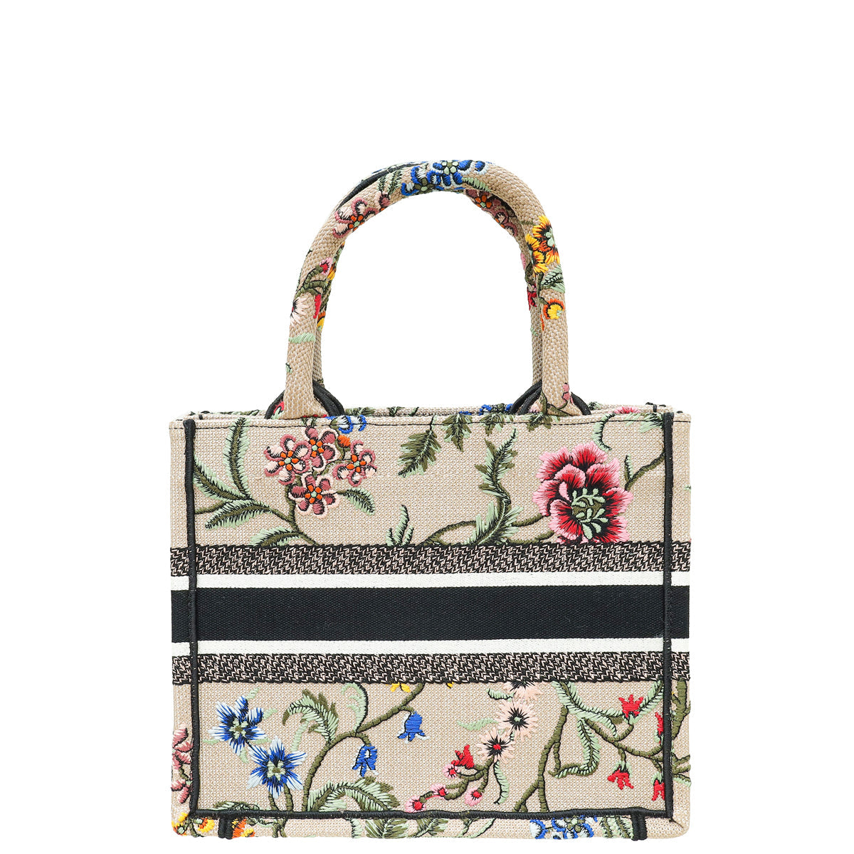 Christian Dior Beige Multicolor Embroidered Petites Fleur Small Book Tote Bag Rovelle Bags