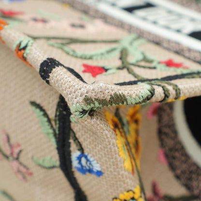Christian Dior Beige Multicolor Embroidered Petites Fleur Small Book Tote Bag Rovelle Bags