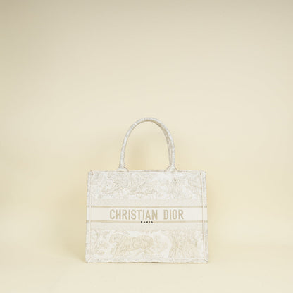 Christian Dior Bicolor Toile De Jouy Book Tote Medium Bag With Mu Initials Rovelle Bags