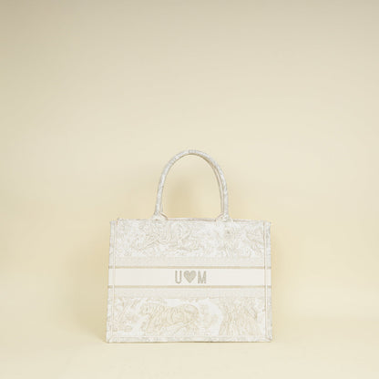 Christian Dior Bicolor Toile De Jouy Book Tote Medium Bag With Mu Initials Rovelle Bags