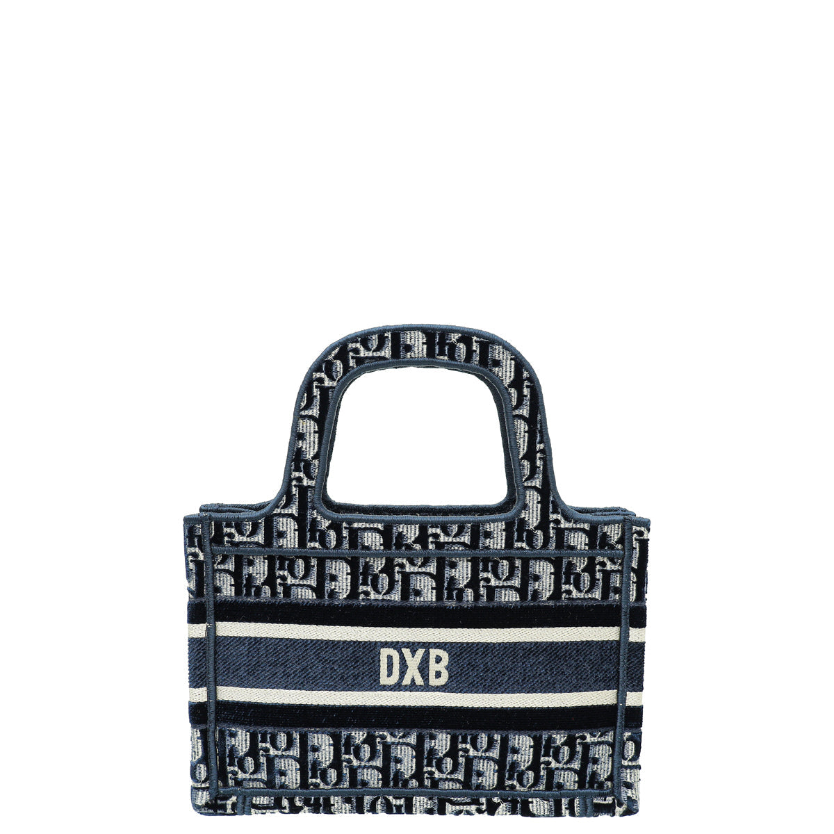 Christian Dior Navy Blue Oblique Velvet Book Tote Mini Bag Rovelle Bags