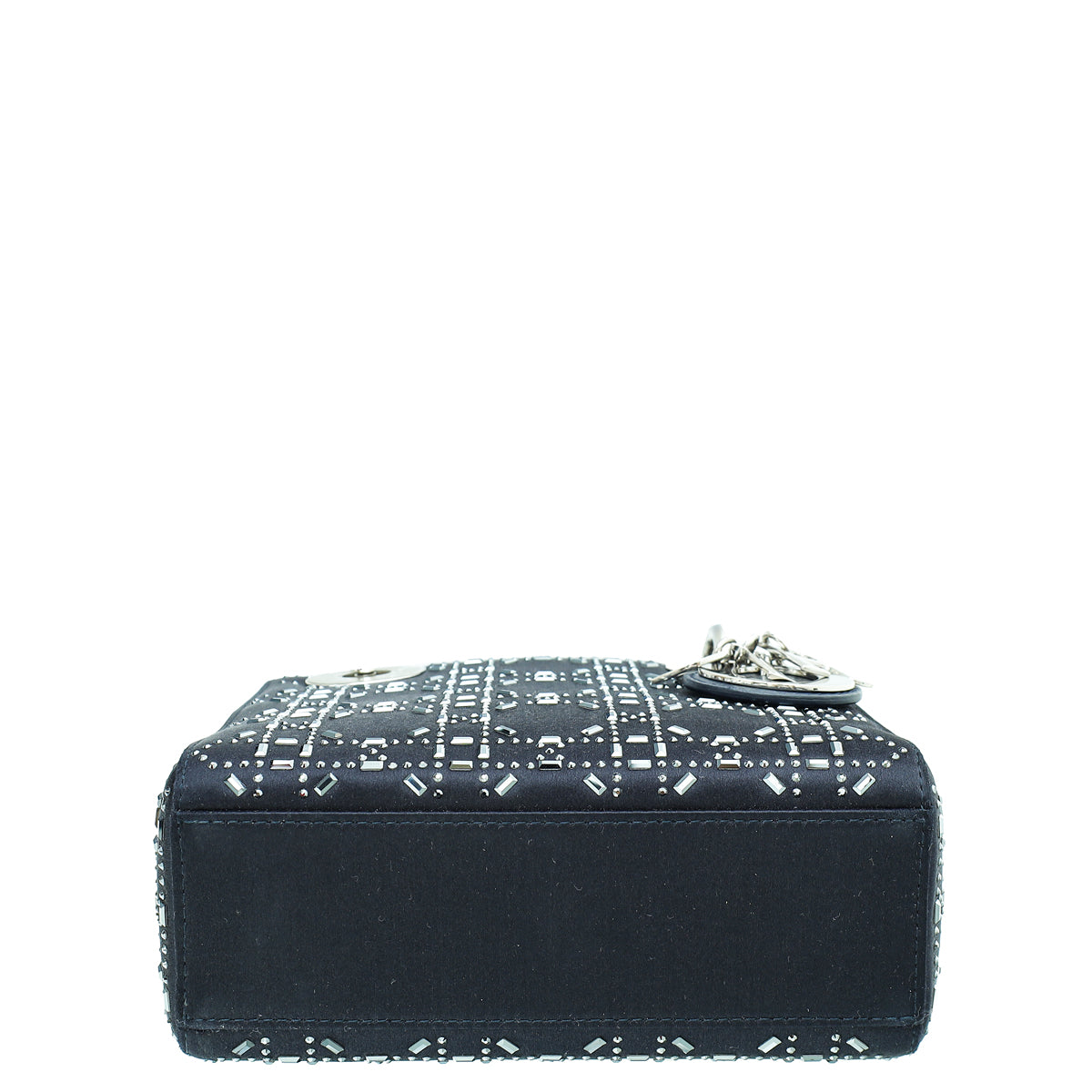Christian Dior Black Satin Strass Cannage Lady Dior Mini Bag Rovelle Bags