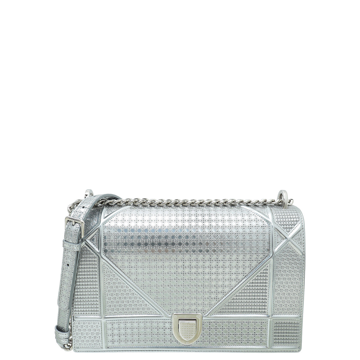 Christian Dior Silver Diorama Micro Cannage Large Bag Rovelle Bags