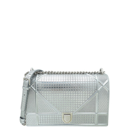 Christian Dior Silver Diorama Micro Cannage Large Bag Rovelle Bags