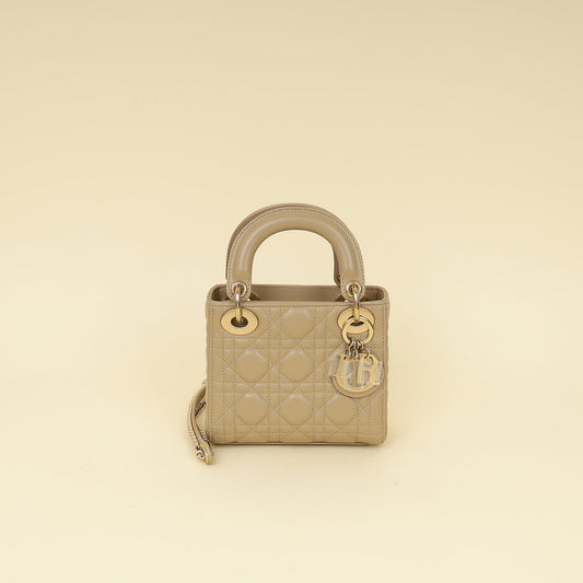 Christian Dior Dark Beige Mini Chain Lady Dior Bag Rovelle Bags
