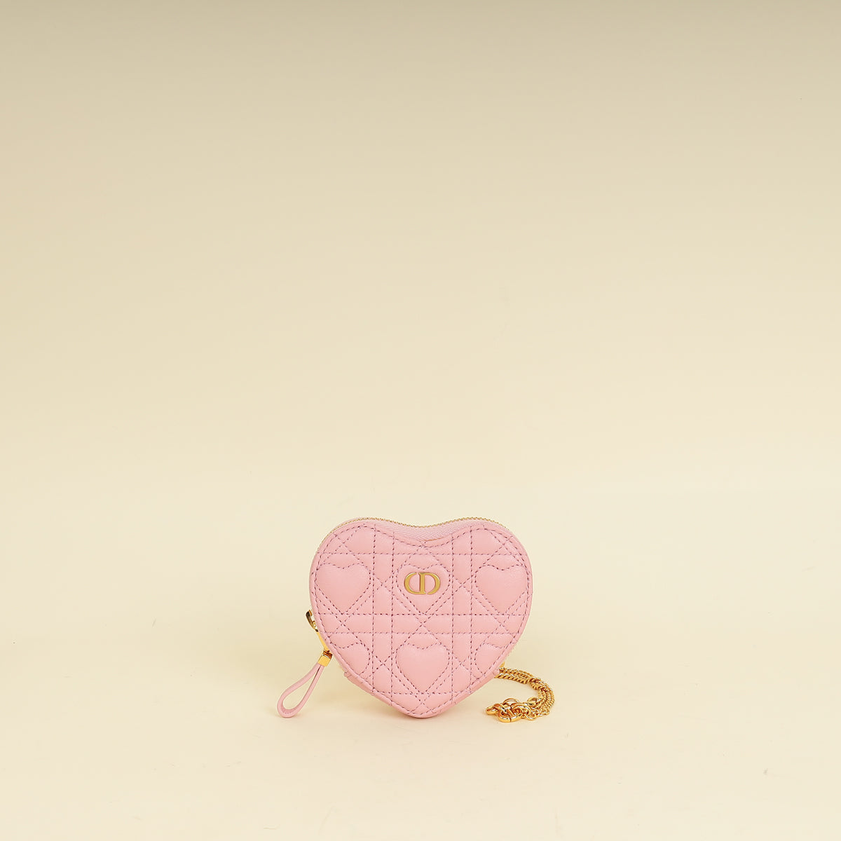 Christian Dior Pale Pink Dioramour Dior Caro Heart Pouch With Chain Rovelle Bags