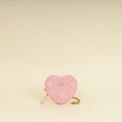 Christian Dior Pale Pink Dioramour Dior Caro Heart Pouch With Chain Rovelle Bags