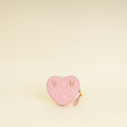 Christian Dior Pale Pink Dioramour Dior Caro Heart Pouch With Chain Rovelle Bags