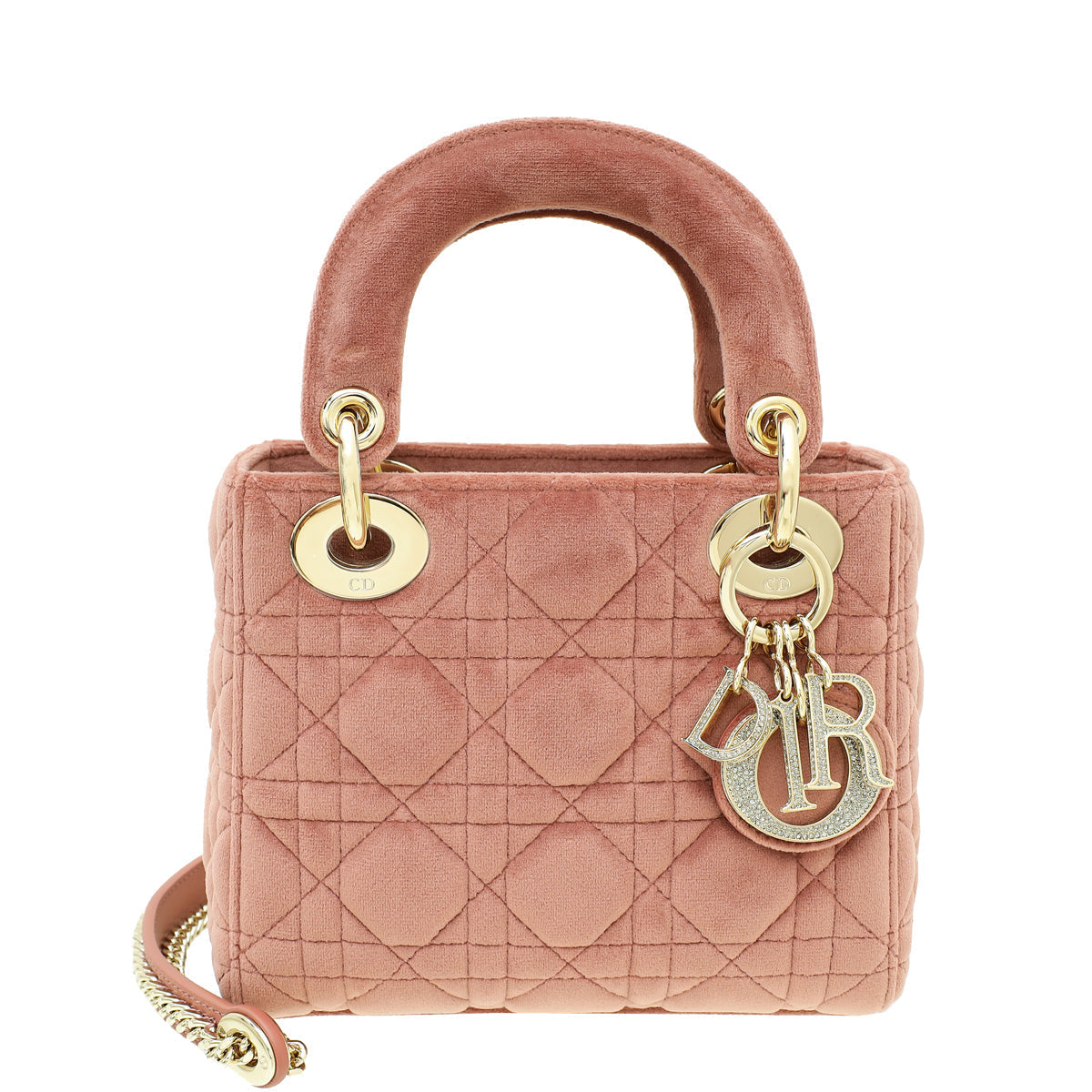 Christian Dior Pink Velvet Lady Dior Mini Chain Bag Rovelle Bags