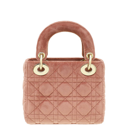 Christian Dior Pink Velvet Lady Dior Mini Chain Bag Rovelle Bags